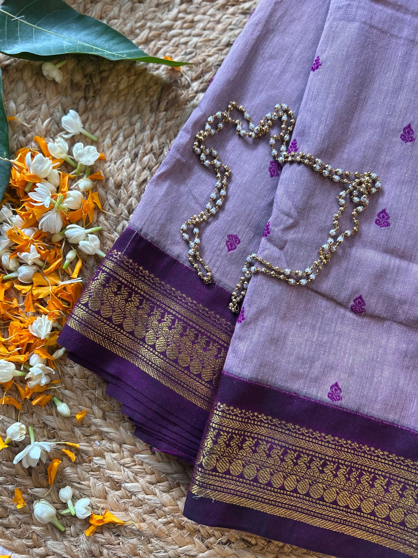 Wine and Lavenderish Grey - Premium Cotton Silk Saree with Contrast Blouse